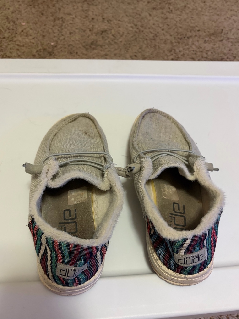 Heydude Grey Casual Slip-On Shoes with Multicolor Patterned Heel